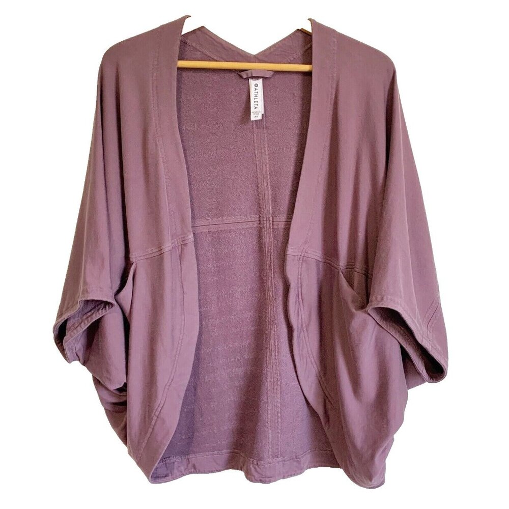 Athleta Purple Cocoon Wrap Nirvana Cardigan Size XS Pockets Oversized Athleisure
